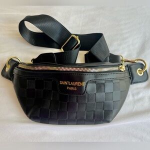 NWT Saint Laurent Knock Off Checkered Black Cross Body Bag/Fanny Pack